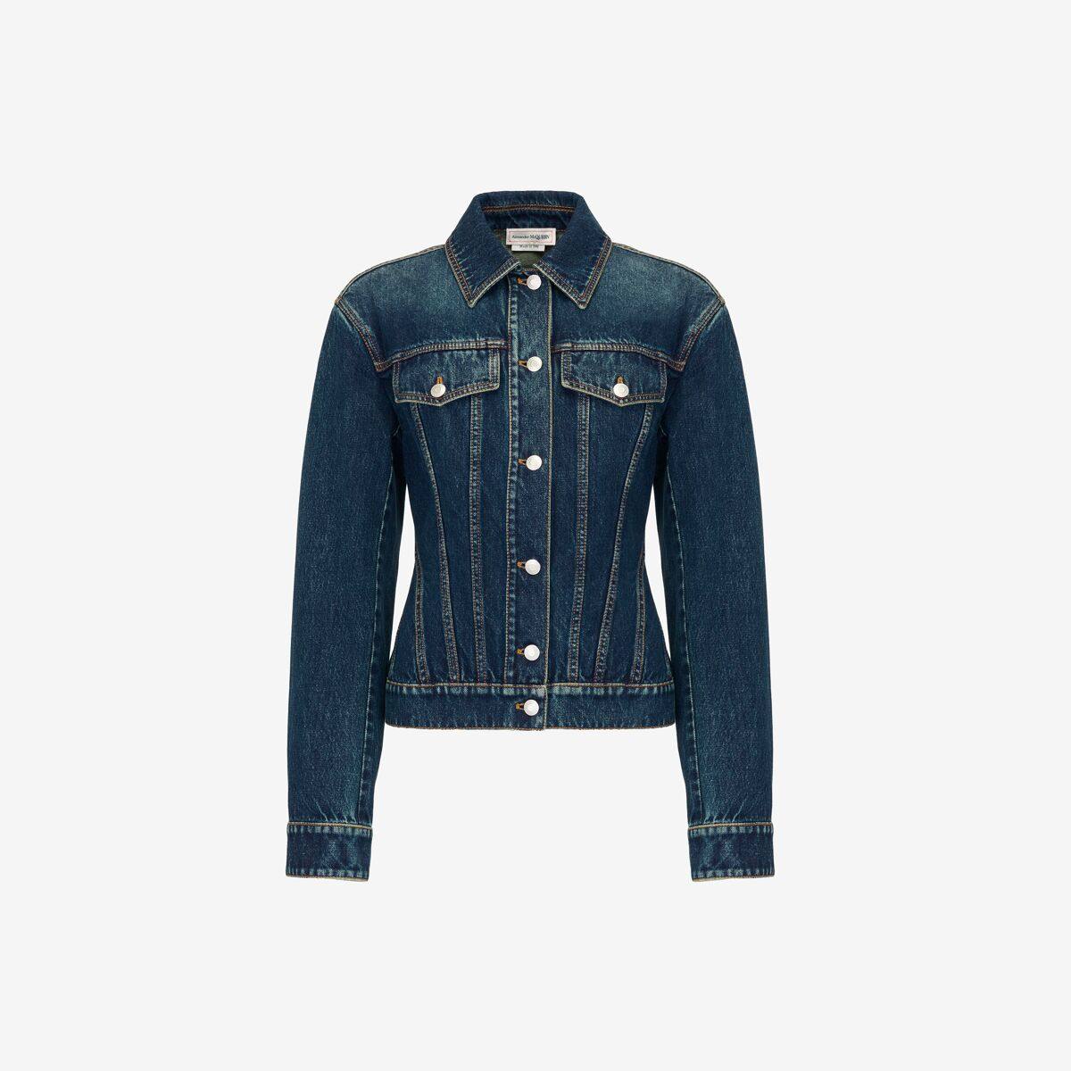Alexander McQueen Women's Blue Waisted Denim Jacket - 6 (Cotton)